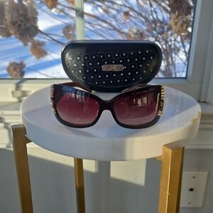 Cache Crystal Leopard Accented Sunglasses